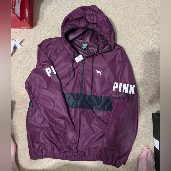 Victoria Secret Pink Maroon & Black Windbreaker( New With Tags ) - Picture 6 of 8